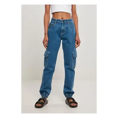 Women's Organic Stretch Denim Cargo Pants Sheer Blue Washed