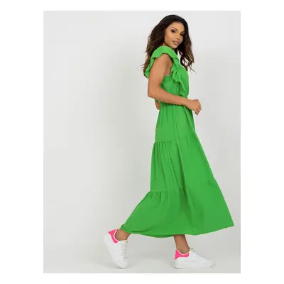 Light green dress with ruffle for the summer