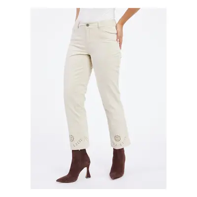 Orsay Beige Women's Cropped Straight Fit Jeans - Women's