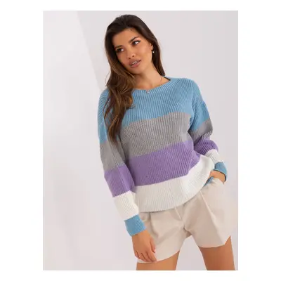 Blue and purple striped oversize sweater