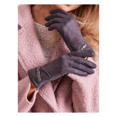 Women's elegant gloves in dark gray color