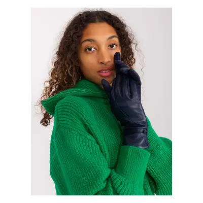 Navy Blue Women's Buttoned Gloves