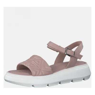 Old Pink Leather Patterned Sandals on The Tamaris Platform - Women