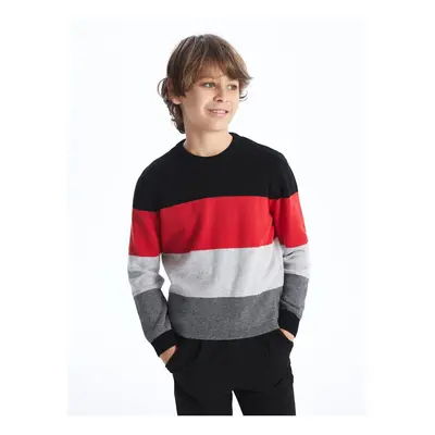 LC Waikiki Crew Neck Color Blocked Long Sleeve Boy's Knitwear Sweater