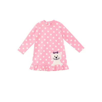 Denokids Teddy Bear Baby Girl Polka Dot Pink Dress