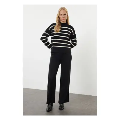 Trendyol Black Striped Knitted Trousers Bottom-Top Set