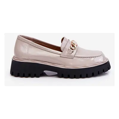 Patent leather platform loafers Light grey Ronin