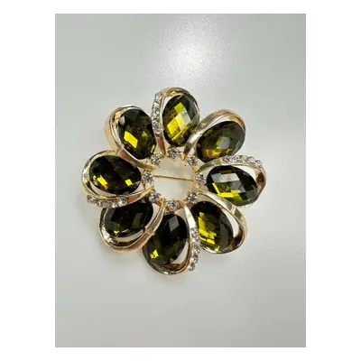 Brooch XZ459-222 gold + green