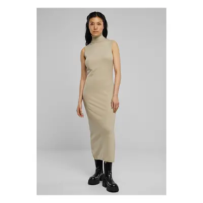 Women's knitted dress Turtleneck sand