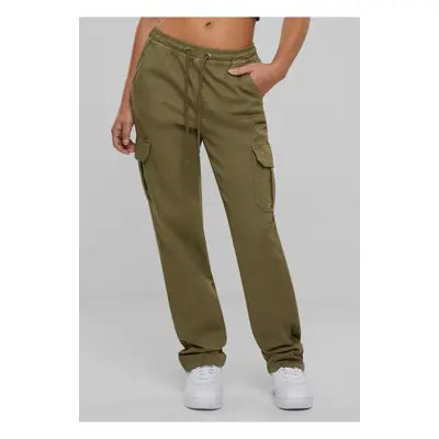 Women's high-waisted twill trousers Cargo Tiniolive