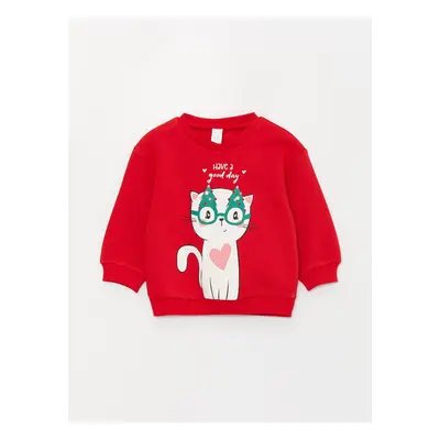 LC Waikiki Crew Neck Printed Baby Girl Sweatshirt