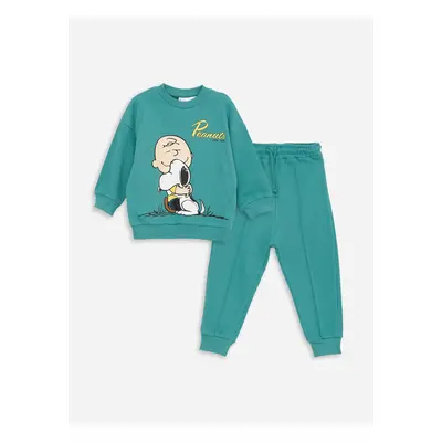 LC Waikiki Crew Neck Long Sleeve Snoopy Printed Sweatshirt and Jogger Pants 2-Set