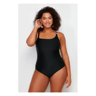 Trendyol Curve Black One Shoulder Compression Swimsuit