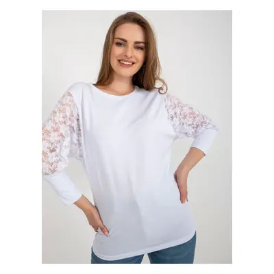 White blouse Havana RUE PARIS with lace on the sleeves