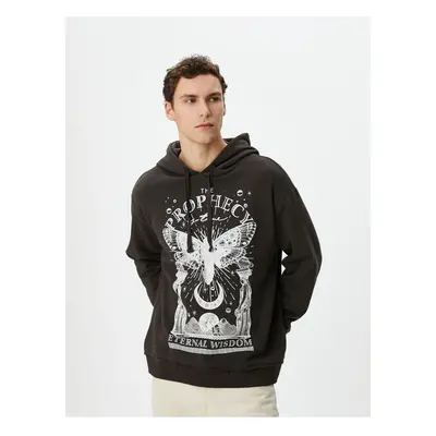 Koton Oversize Hooded Sweatshirt with Mystic Printed Slogan