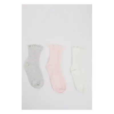 DEFACTO Baby Girl Non-Slip Sole 3-Pack Cotton Long Socks