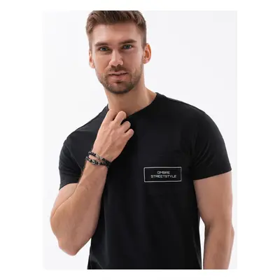 Ombre Streetstyle men's cotton pocket print t-shirt - black