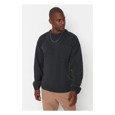 Trendyol Anthracite Crew Neck Oversize Fit Knitwear Sweater