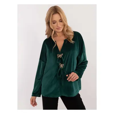 Dark green velour blouse large size