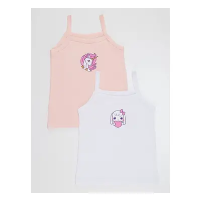 Denokids Girl's Pink-white Piece Singlet Suit