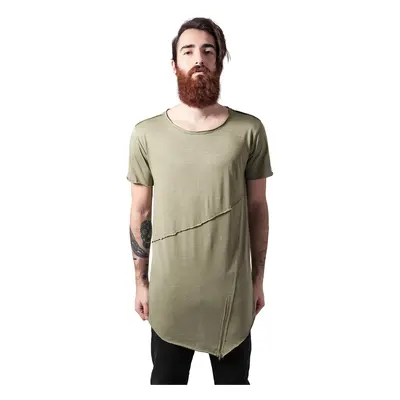 Bright olive T-shirt with a long front zipper with an open brim