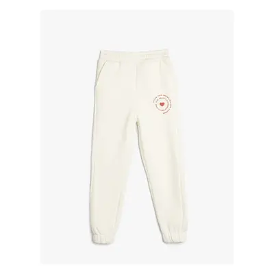 Koton Jogger Sweatpants Heart Printed Elastic Waist Pocket