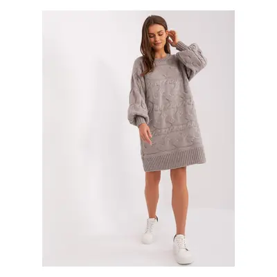 Grey women's knee-length knitted dress