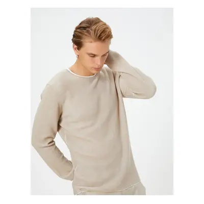 Koton Knitwear Sweater Crew Neck Textured Slim Fit Long Sleeve