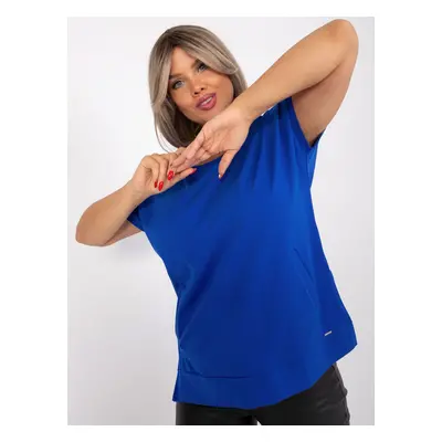 Cobalt blue plus size short sleeve blouse