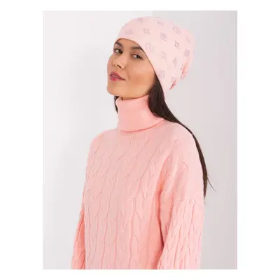 Light pink winter hat with cashmere