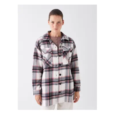 LC Waikiki Women's Plaid Long Sleeve Oversize Lumberjack Shirt Jacket