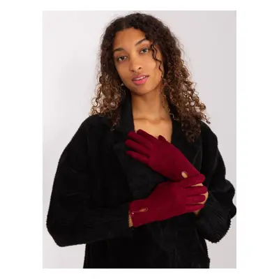 Burgundy women's gloves with insulation