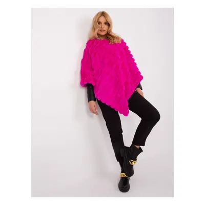 Women's fuchsia fur poncho