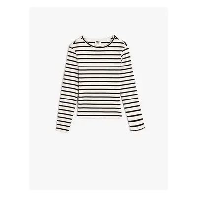 Koton T-Shirt Long Sleeve Round Neck Ribbed