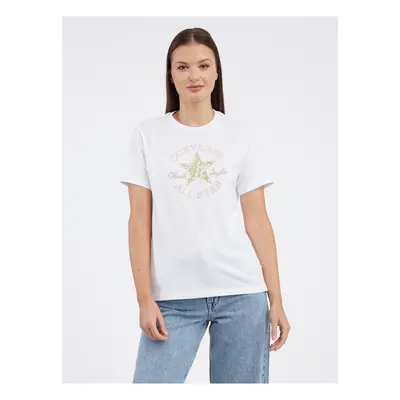 White Women's T-Shirt Converse Chuck Taylor Floral - Women