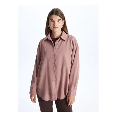 LC Waikiki Women's Plain Long Sleeve Velvet Shirt