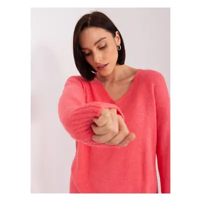 Women's loose coral sweater RUE PARIS