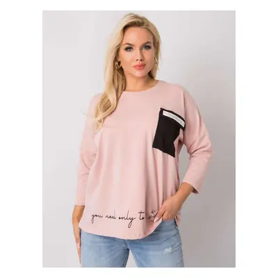 Larger dusty pink blouse with inscription and pocket