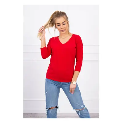 Red blouse with V-neck