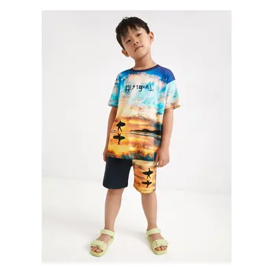 Orange and blue boys patterned T-Shirt Desigual Melon - Boys