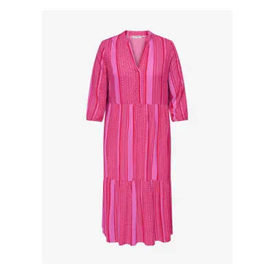 Pink Ladies Striped Shirt Maxi-Dress ONLY CARMAKOMA Marrakes - Ladies