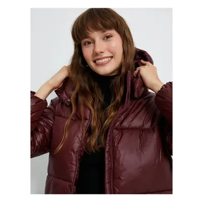 Koton Short Puffer Jacket with Hood, Zipper, Elastic Waist, Pocket