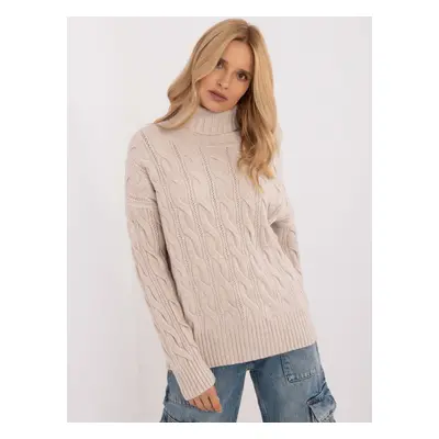 Light beige turtleneck with long sleeves