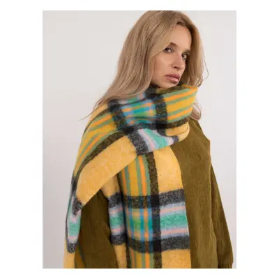 Dark yellow women's scarf with fringe