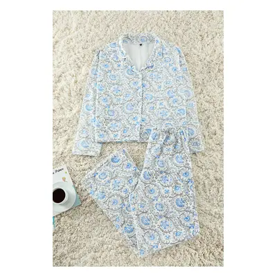 Trendyol Multicolored Cotton Floral Knitted Pajama Set