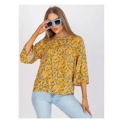 Yellow blouse with floral print ZULUNA