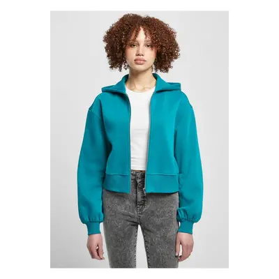 Women's Short Oversized Zipper Jacket Watergreen