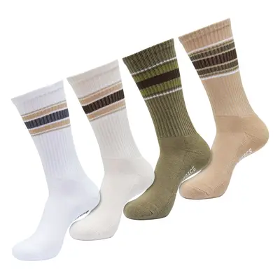 Layered Striped Socks 4-Pack White/White Sand/Tiniola/Beige