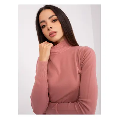 Dusty pink fitted turtleneck sweater