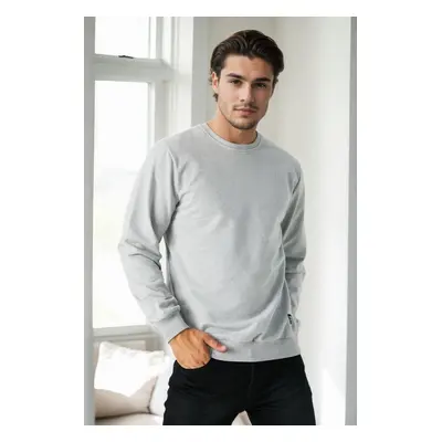 64602 Dewberry Basic Crew Neck Mens Sweatshirt-GREY